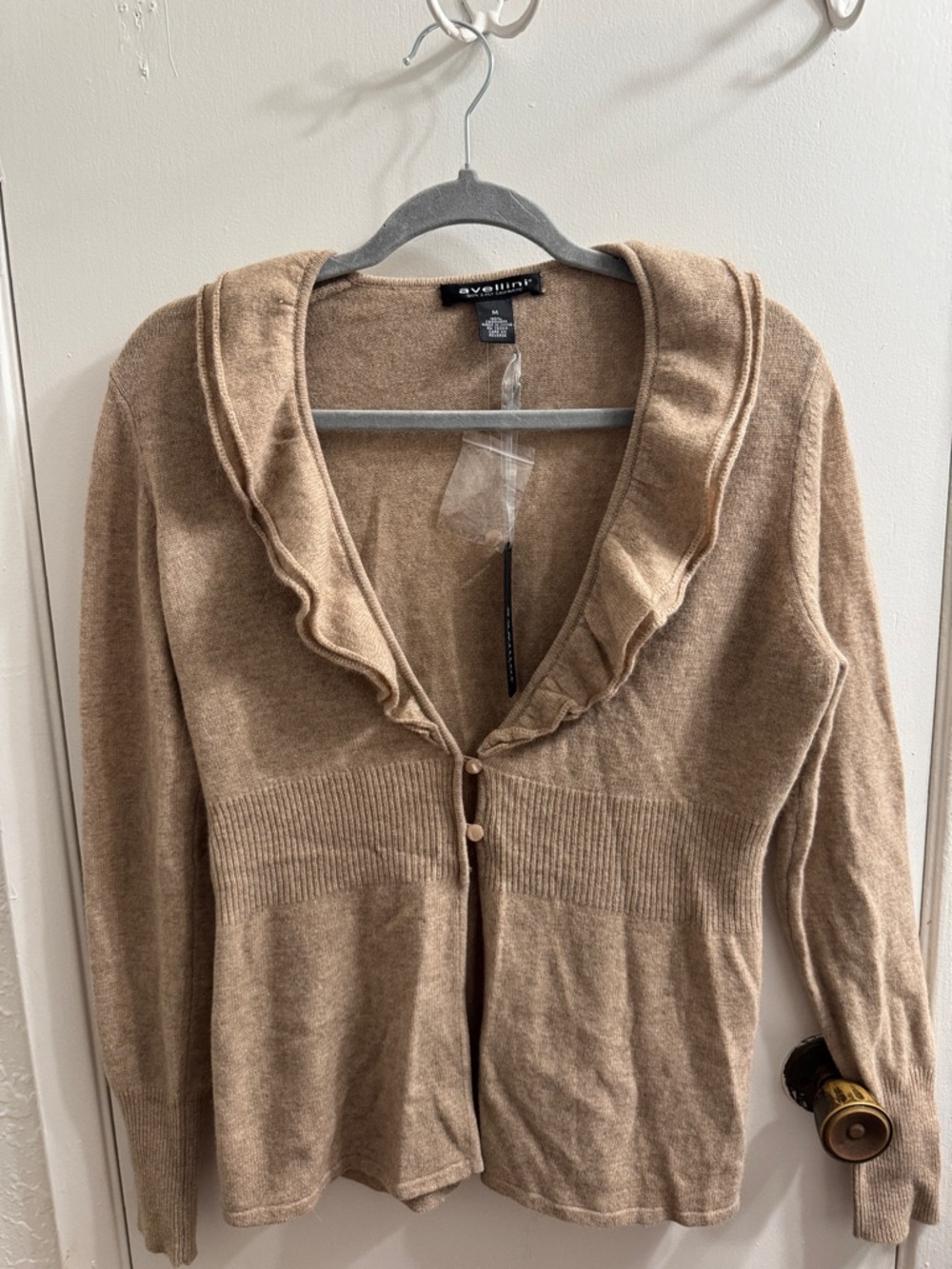 Eveline Taupe Ruffle-Edge Women's Cardigan
